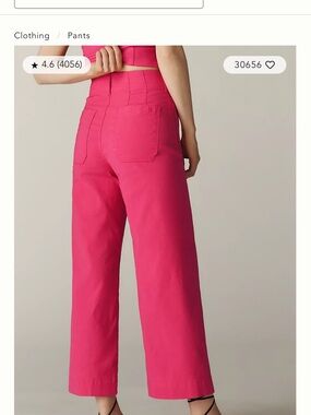 Maeve Wide-Leg High-Waist Pants in Bright Pink